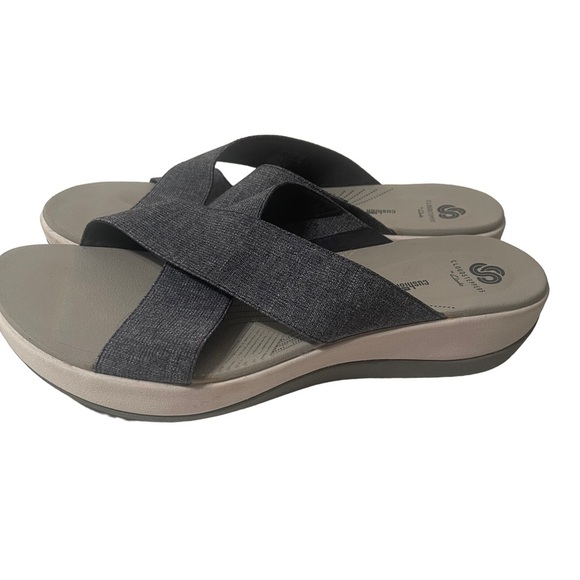 Cloudsteppers By Clarke Soft Cushion Blue Stretch Bands Shoes Size 11 - Picture 3 of 6